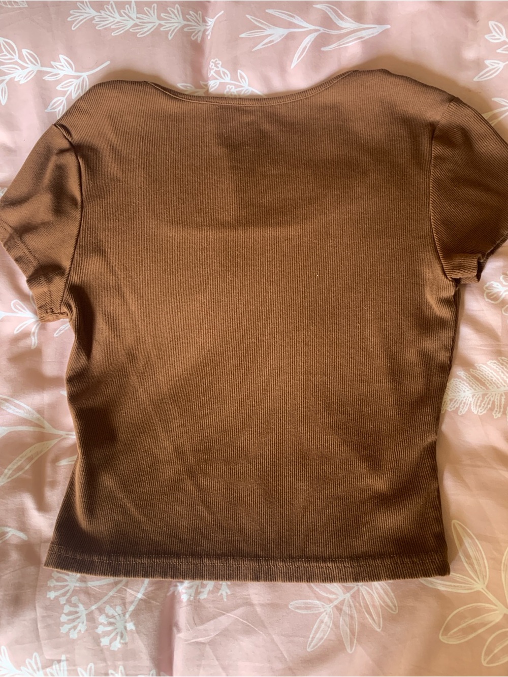 Women’s Short Sleeve Ribbed Top - Brown